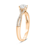14Kt. Rose Gold 0.14Ctdw Natural Round Diamond Semi Mount For 1/2Ct. Round Stone Size 6.5
