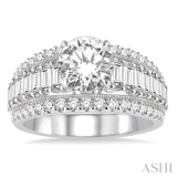 14Kt. White Gold 1.30Ctdw Natural Round And Straight Baguette Diamond Semi Mount Ring