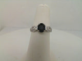 14Kt. White Gold Natural Diamond And Genuine Oval Blue Sapphire Ring