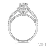 14Kt. White Gold 0.55Ctdw Natural Round Diamond Halo Semi Mount With Infinity Shank