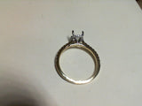 14kt. Two Tone Natural Diamonds Hidden Halo Semi Mount for a 6.5 mm round center