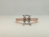 14Kt. Rose And White Gold 0.28Ctdw Natural Round Diamond Semi Mount For A 8X6mm Oval