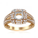 14Kt. Yellow Gold Natural Round Diamond Halo With Open Gallery Semi Mount For 6.5 mm Round Center