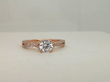 14Kt. Rose Gold 0.14Ctdw Natural Round Diamond Semi Mount For 1/2Ct. Round Stone Size 6.5