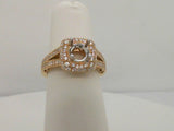 14Kt. Yellow Gold Natural Round Diamond Halo With Open Gallery Semi Mount For 6.5 mm Round Center