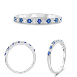 14kt. White Gold Natural Round Diamond and Genuine Blue Sapphire Band