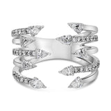 14Kt. White Gold 0.98Ctdw Natural Round And Pear Shaped Diamond Open Right Hand Ring Size 6.5