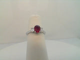 14Kt. White Gold 0.28ctdw 0.85ctgw Natural Oval Diamond and Genuine Oval Ruby Ring