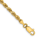 14kt Yellow Gold 3mm Solid Diamond Cut Rope Bracelet 8