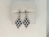 14Kt. White Gold 0.72Ctdw 1.42Ctgw Natural Round Diamond And Round Genuine Blue Sapphire Drop Earrings