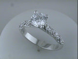 14Kt. White Gold 0.21Ctdw Lattice Milgrain Natural Diamond Semi Mount Engagement Ring