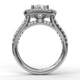 14Kt. White Gold 1.06Ctdw Double Halo Round Diamond Semi Mount For A 1Ct Center By Fana