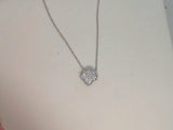 14Kt. White Gold 0.17Ctdw Natural Round Diamond Flower Necklace 18"