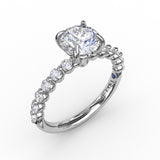 14Kt. White Gold 0.44Ctdw Natural Round Diamond Semi Mount For A 6.5 mm Center Size 6.5 by Fana