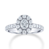 14Kt White Gold 0.40 cd 0.60 ctdw Si1-I Oval Diamond Halo With Split Shank Engagement Ring