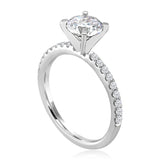 14Kt. White Gold .20Ctdw Natural Round Diamond Share Prong Four Prong Semi Mount Ring