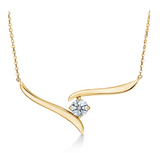 18kt. Yellow Gold Vela Hearts on Fire Solitaire Crossover Necklace
