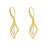 14kt Yellow Gold 0.30ctdw Petite 3D Geometric Drop Earrings