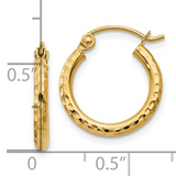 14kt Yellow Gold Diamond Cut 2mm Small Hoop Earrings
