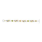 Sterling Silver 22Kt Yellow Gold Vermeil  opal, peridot and rhodolite garnet toggle bracelet by Michou