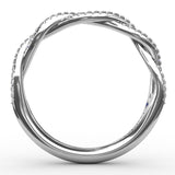 14Kt. White Gold 0.21Ctdw Natural Round Diamond Twisted Wedding Ring Size 6.5 by Fana