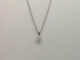 Lady's White 14 Karat 6 Prong Solitaire Necklace Length 18 With One 0.25Ct Round G/H Si1 Rare & Forever Natural Diamond