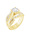 14Kt. Yellow Gold 1/2 Ctdw Natural Round And Marquise Shaped Diamond Insert/ Guard Size 6