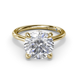 14kt. Yellow Gold Classic Hidden Halo Diamond Engagement Ring for a 9mm round center by Fana