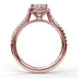 14Kt. Rose Gold 0.32Ctdw Natural Round Diamond Halo For A 7X5mm Oval Center Size 9 by Fana