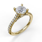14kt Yellow Gold Natural Round Diamond Cathedral Semi Mount