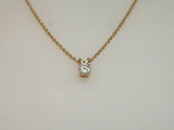 14kt. Yellow Gold .33ct. VS G Round Natural Diamond Four Prong Pendant on 16" solid rope chain