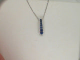 14K.White Gold 0.18Ctdw 0.53Ctgw Natural Round Diamond And Genuine Round Blue Sapphire Necklace On 18" Chain