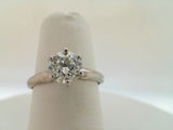 14kt.White Gold  0.90ct. H Si1 Round Natural Diamond six prong solitaire ring