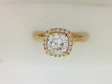 14kt Yellow Gold Cushion Halo Semi Mount Ring