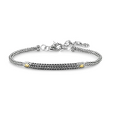 Sterling Silver 18Kt. Yellow Gold Pave' Set Genuine Black Spinel Bracelet By Samuel B