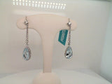 14kt. white gold pear shaped Aquamarine halo diamond drop earrings