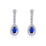 Sterling Silver 1.46ctgw Simulated Diamond and Fancy Lab-Grown Sapphire Halo Drop Earrings by Lafonn