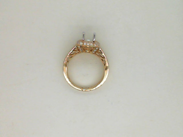 14Kt. Yellow Gold 0.63Ctdw Natural Round Diamond Halo With Open Gallery Semi Mount For 6.5Mm Round Center Size 6.5