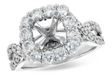 14kt. White Gold 1.50ctdw Natural Round Diamond Cushion Halo with Infinity Shank Semi  Mount