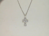 14Kt. White Gold 0.43Ctdw Natural Round Diamond Cross On 18" Chain