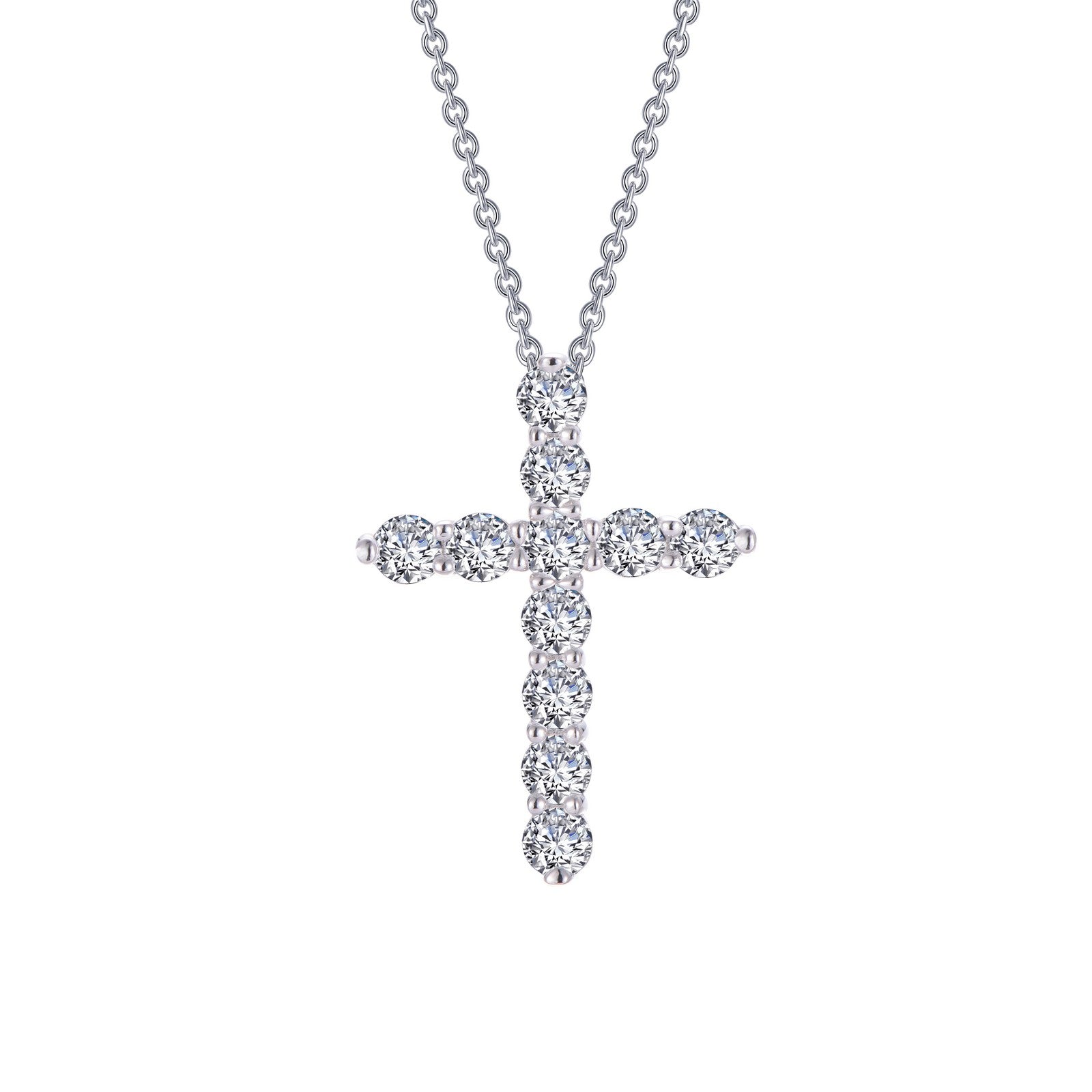 CROSS PENDANT IS SET WITH LAFONN'S SIGNATURE LASSAIRE STONES IN STERLING SILVER BONDED WITH PLATINUM