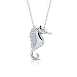 Sterling Silver 0.37ctgw Simulated Diamond Whimsical Seahorse Necklace by Lafonn