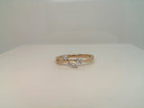 14Kt. Yellow Gold .10Ctdw Natural Round And Marquise Shaped Ring Size 7.25