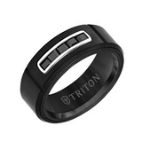 8MM BLACK TUNGSTEN WITH BLACK CERAMIC STONES AND INSIDE RING, SIZE 10