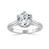 14kt. White Gold Six Prong Tullip Cathedral Solitaire with diamond bridge for a 1.5-2ct Round Center