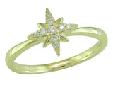 14kt White Gold 9=0.08ctdw Natural Round Diamond Star Fashion Ring Size 7