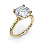 14kt. Yellow Gold Classic Hidden Halo Diamond Engagement Ring for a 9mm round center by Fana