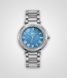 Stainless Steel 30.2 mm Blue Mother of Pearl Dial with Swarovski Crystal Accents Watch