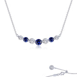 Sterling Silver 2.02Ctgw Simulated Diamond And Created Blue Sapphire alternating 7 Symbols Of Joy