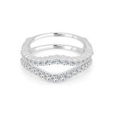 14kt. white gold 1/2ctdw graduated natural round diamond contoured insert style ring size 6